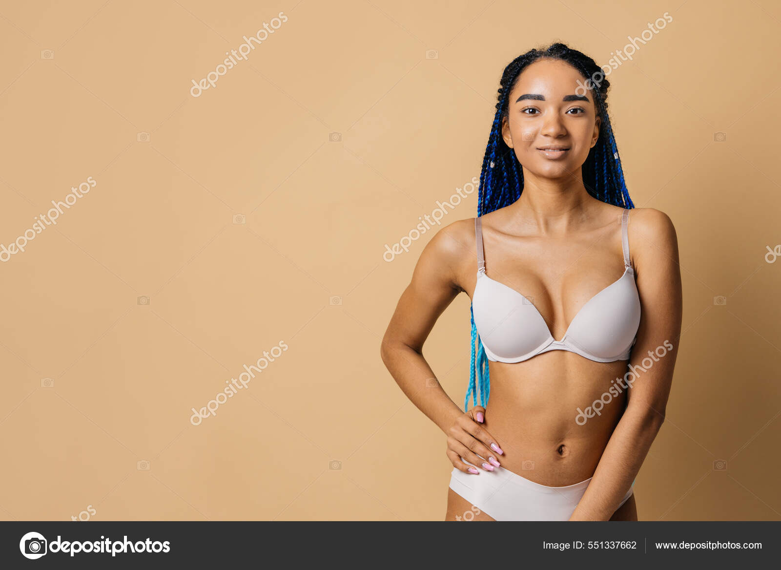 Beauty Portrait Beautiful Black Women Wearing Lingerie Underwear