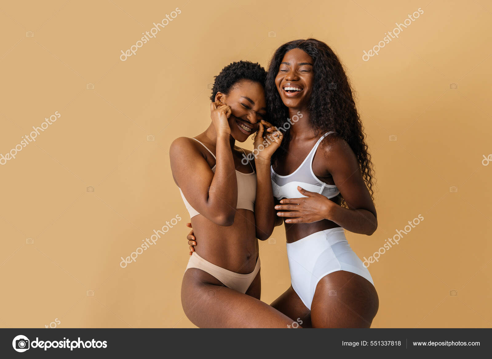 Beauty Portrait Beautiful Black Women Wearing Lingerie Underwear