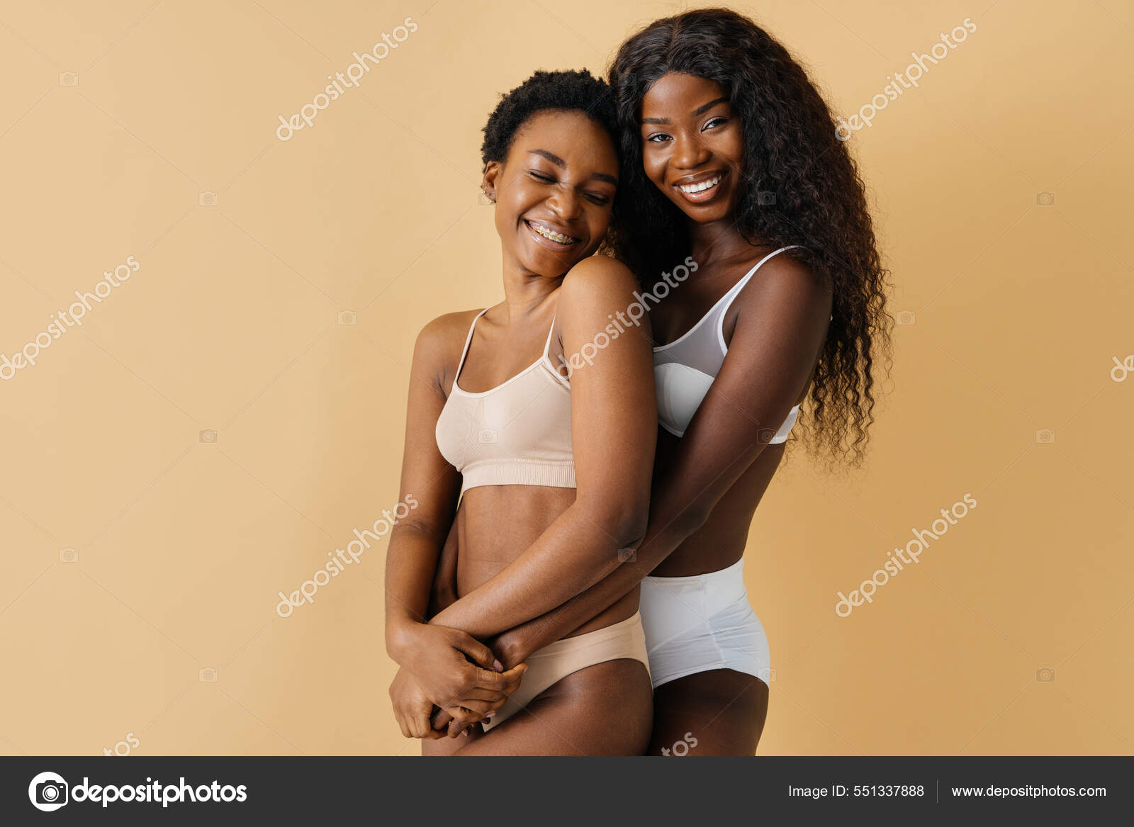 Beauty Portrait Beautiful Black Women Wearing Lingerie Underwear