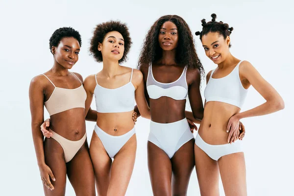 Beauty Portrait Beautiful Black Women Wearing Lingerie Underwear Pretty African — Stock Photo, Image