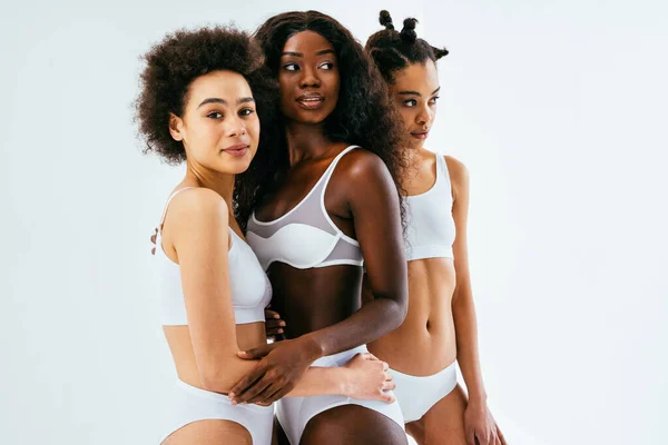 Beauty Portrait Beautiful Black Women Wearing Lingerie Underwear Pretty African — Fotografia de Stock