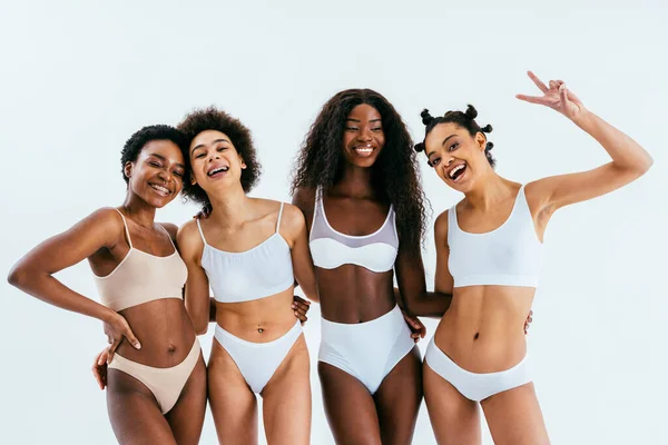 Beauty Portrait Beautiful Black Women Wearing Lingerie Underwear Pretty African — Stock Photo, Image