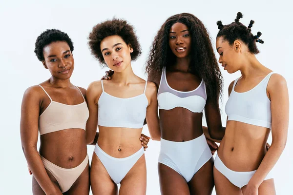 Beauty Portrait Beautiful Black Women Wearing Lingerie Underwear Pretty African — Zdjęcie stockowe