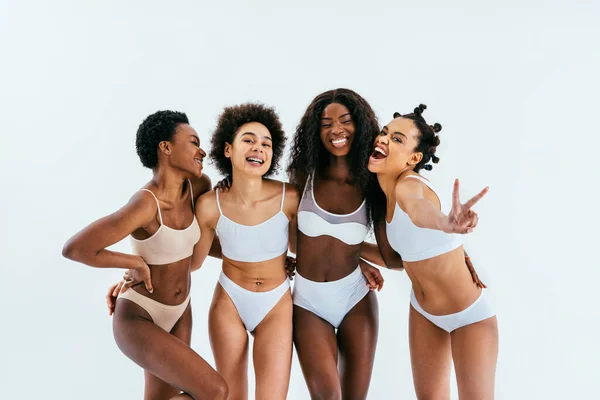 Beauty Portrait Beautiful Black Women Wearing Lingerie Underwear Pretty African — Foto Stock