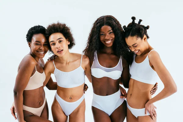 Beauty Portrait Beautiful Black Women Wearing Lingerie Underwear Pretty African — Zdjęcie stockowe