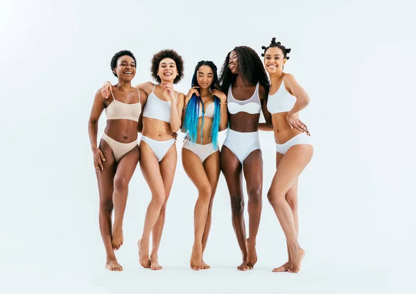 Beauty Portrait Beautiful Black Women Wearing Lingerie Underwear Pretty African — Stock Photo, Image
