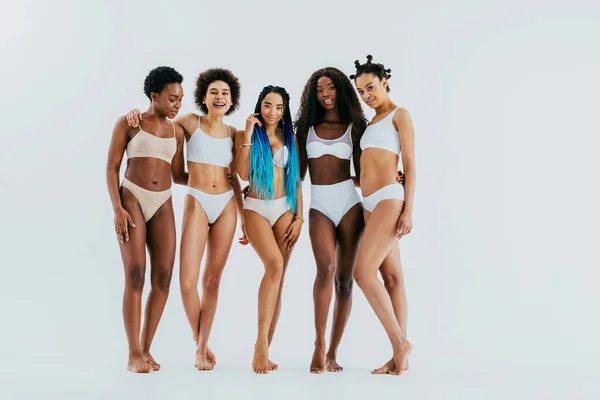 Beauty Portrait Beautiful Black Women Wearing Lingerie Underwear Pretty African — Zdjęcie stockowe