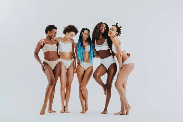 Retrato Belleza Hermosas Mujeres Negras Con Ropa Interior Lencería Mujeres — Foto de Stock