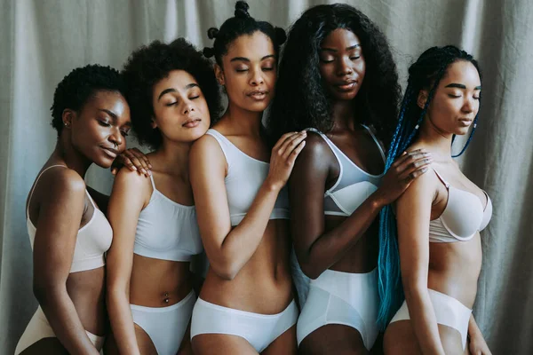 Beauty Portrait Beautiful Black Women Wearing Lingerie Underwear Pretty African — Fotografia de Stock