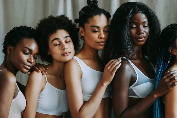 Beauty Portrait Beautiful Black Women Wearing Lingerie Underwear Pretty African — Fotografia de Stock