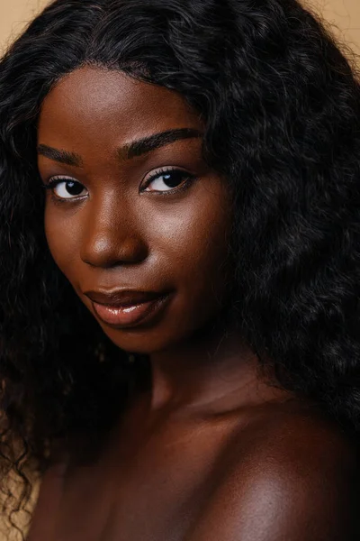 Beauty Portrait Beautiful Black Woman Wearing Lingerie Underwear Pretty African — Fotografia de Stock