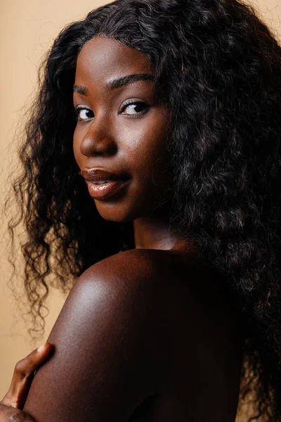 Beauty Portrait Beautiful Black Woman Wearing Lingerie Underwear Pretty African — Photo