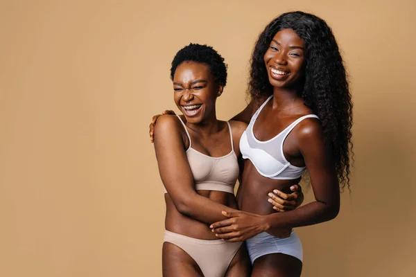 Beauty Portrait Beautiful Black Women Wearing Lingerie Underwear Pretty African — 스톡 사진