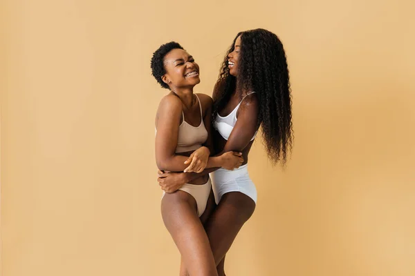 Beauty Portrait Beautiful Black Women Wearing Lingerie Underwear Pretty African — 스톡 사진