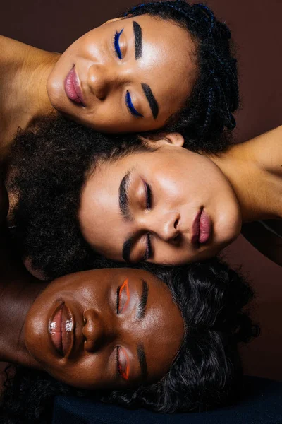 Beauty Portrait Beautiful Black Women Wearing Lingerie Underwear Pretty African — Fotografia de Stock