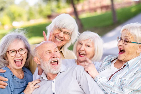 노인들이 즐겁게 시간을 보내며 노인들에 개념을 가지고 — 스톡 사진