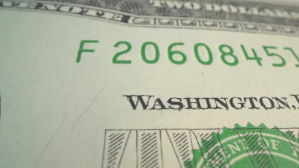 Des billets en dollars, de l'argent américain. Washington Macro shot of USA bill — Video