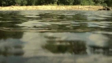 Gölün durgun maviliği. Düşük açı. Forrest Nehri. Doğa.