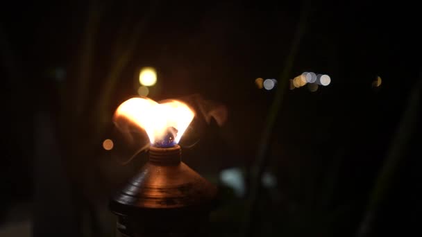 La flamme brûle la nuit. Atmosphère chaude — Video