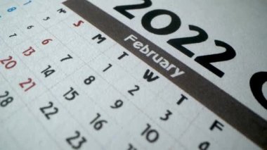 Sevgililer Günü konsepti. Takvim 2022 Şubat. Macro 'nun randevuları. 4K UHD video