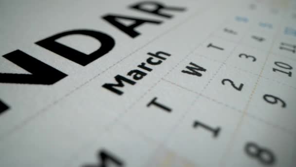 Date du 8 mars sur la macro 4K du calendrier. - 8 mars - 8 mars - 8 mars Date — Video