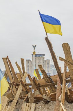 euromaidan. Kiev. bayrak, Ukrayna ve bağımsızlık Anıtı.