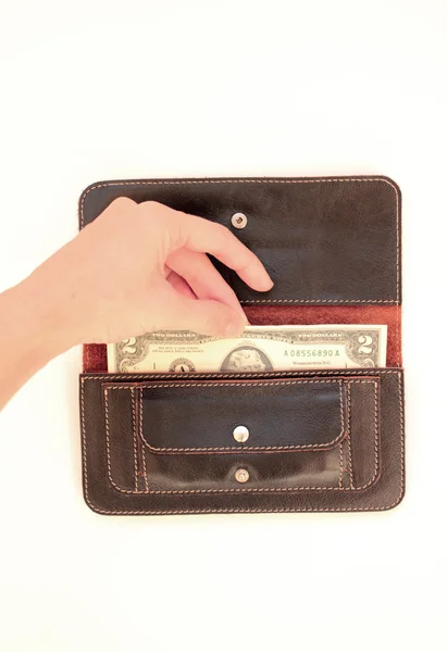 siyah bir çanta dışarı para el çe