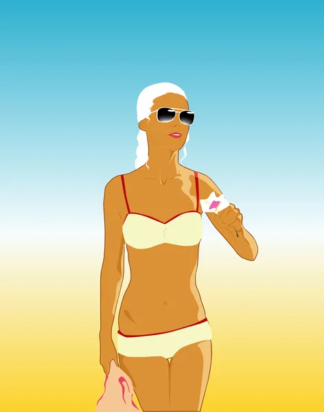 bir kız bir mayo illüstrasyon