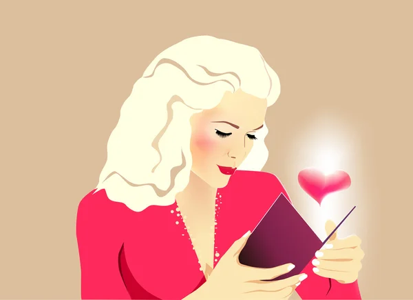 çizimler kart ile genç bir kadın