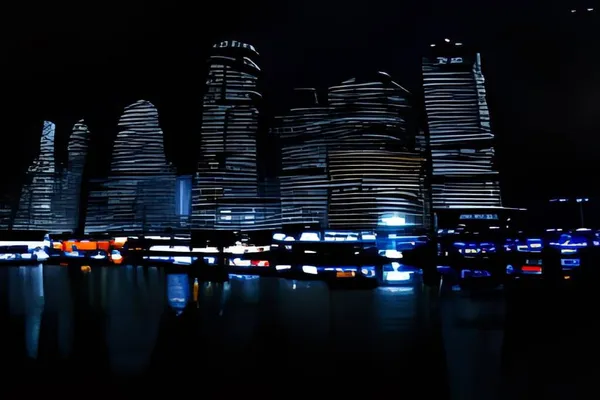 Gece şehrinin güzel binaları