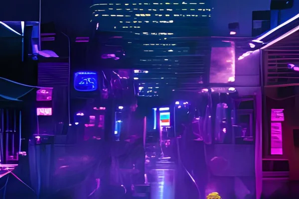 Neon Şehir Gece Işıkları — Stok fotoğraf