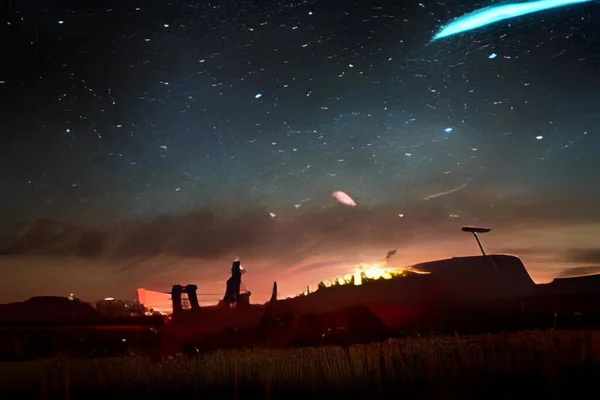 Şehirde güzel yıldızlı gökyüzü