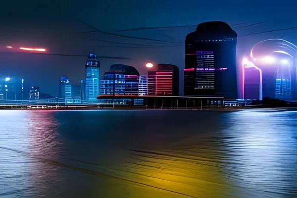 Gece Şehrinin Güzel Aydınlanması — Stok fotoğraf