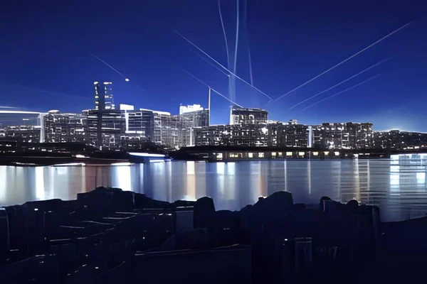 Gece şehrinin güzel aydınlanması