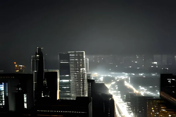 Edifícios Iluminados Cidade Noturna — Fotografia de Stock