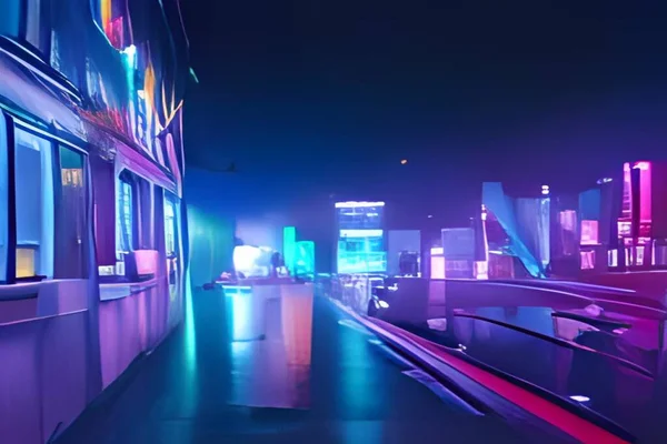Neon şehir gece aydınlatması