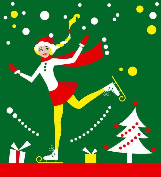 tatil buz pateni Noel kartı
