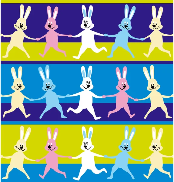 Ilustração sem emenda vetorial de coelhos de desenhos animados — Vetor de Stock