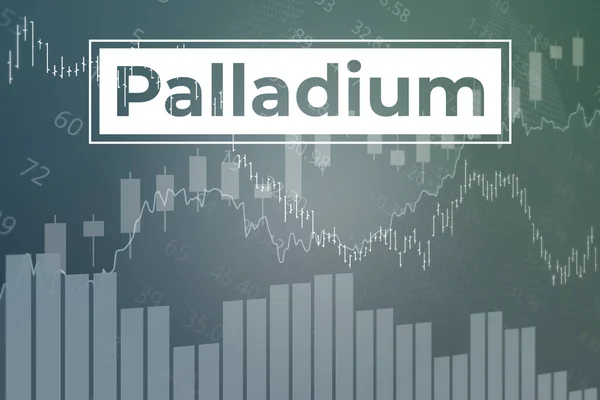 Grafikler, çizelgeler, sütunlar, yeryüzü gibi gri finans arka planında Palladium geleceklerinin ticaretinde fiyat değişikliği. Eğilim aşağı yukarı. 3 boyutlu görüntüleme. Finansal türev pazar konsepti