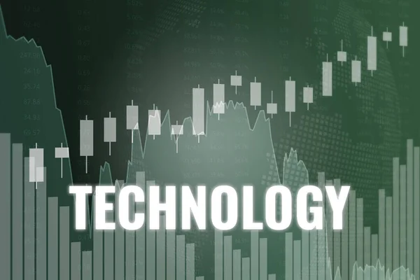 Pénzügyi Piaci Szektor Technológia Sötétzöld Pénzügyi Háttérrel Grafikonokból Grafikonokból Fel — Stock Fotó