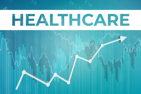 Financial Market Sector Healthcare Blue Finance Background Graphs Charts Trend — Stock Photo, Image
