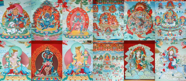 Set Icon Tibetan Deity Tibetan Monastery Nepal Buddhism Concept — Stock Photo, Image
