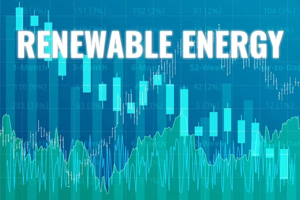 Termine Finanziario Energie Rinnovabili Sfondo Blu Finanza Grafici Grafici Trend — Foto Stock