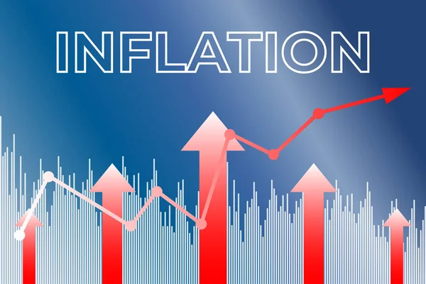 Term Inflation Blue Finance Background Columns Red Arrows — ストックベクタ