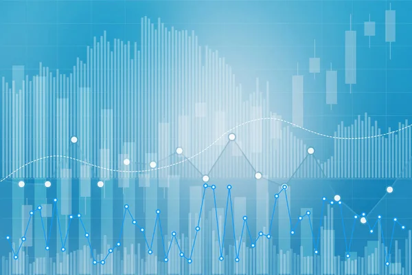 Creative Finance Graph Blue Background Columns Lines Candlestick Stock Market — Stock Photo, Image