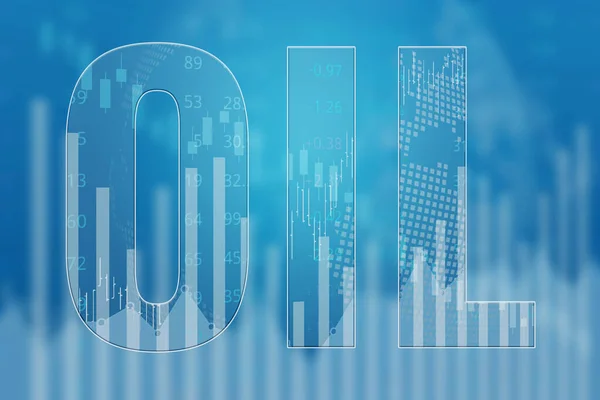Word Oil Blue Soft Focus Finance Background Terminmarktkonzept — Stockfoto