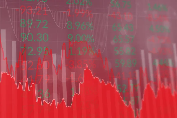 Pénzügy Piros Háttér Számokkal Grafikonokkal Pénzügyi Piac Fogalma Renderelés — Stock Fotó