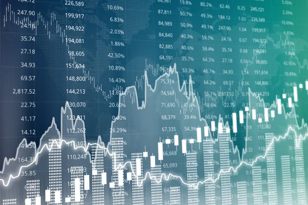 Финансирование Синего Синего Фона Числами Графиками Концепция Финансового Рынка Инвестиций — стоковое фото