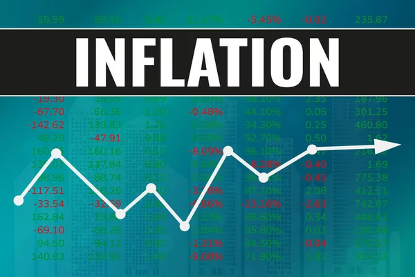 矢印から青と緑の金融の背景に用語のインフレ — ストックベクタ
