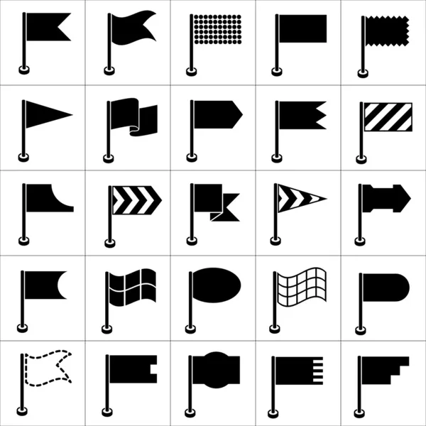 Set zwarte pictogrammen vlaggen — Stockvector